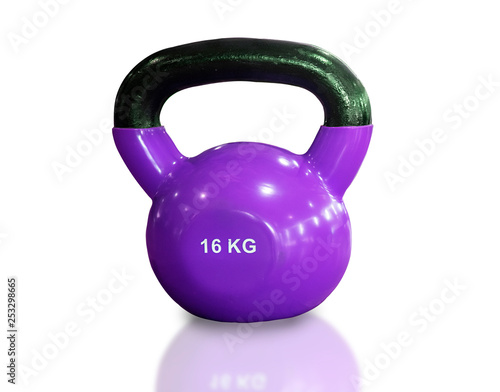 Fototapeta Naklejka Na Ścianę i Meble -  Purple colour  Kettlebell, Healthy Concept on White Background., with clipping path - Image