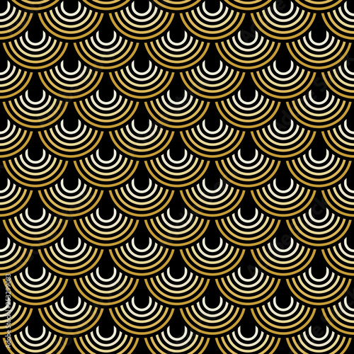 Seamless background with golden Art Deco style pattern