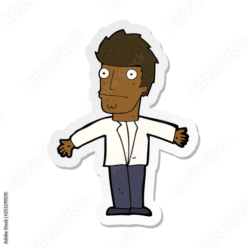 sticker of a cartoon confused man