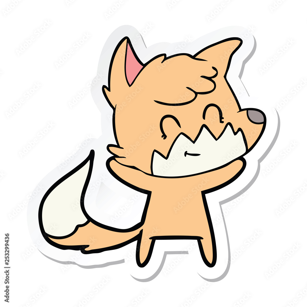 sticker of a cartoon happy fox sticker of a cartoon happy fox