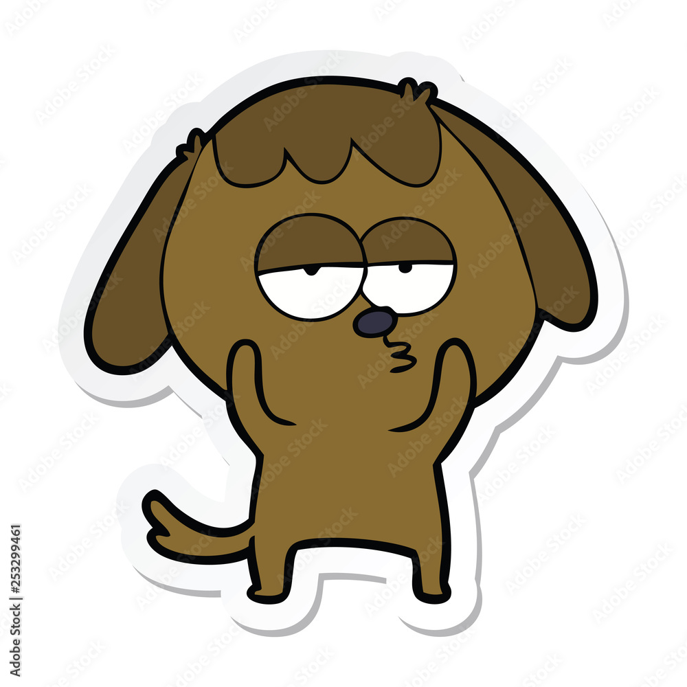 sticker of a cartoon bored dog sticker of a cartoon bored dog