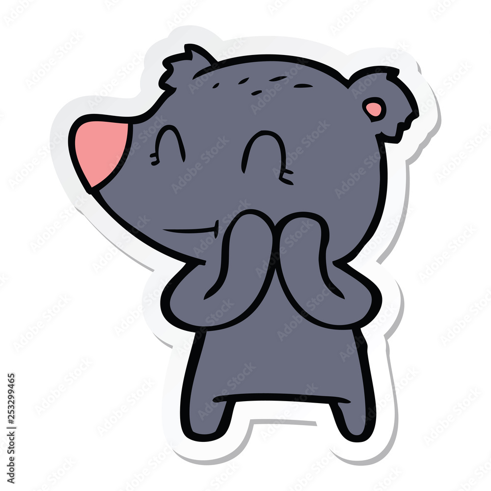 sticker of a smiling bear cartoon sticker of a smiling bear cartoon