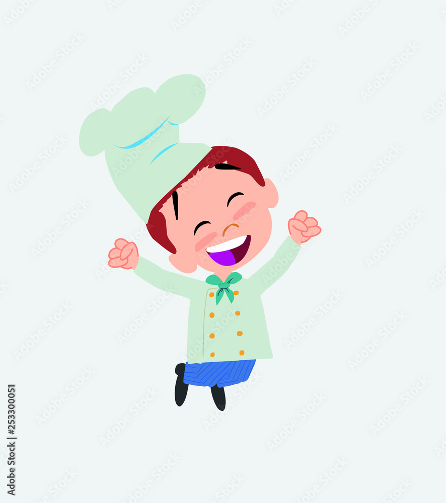 Chef jumping for joy. Chef jumping for joy.
