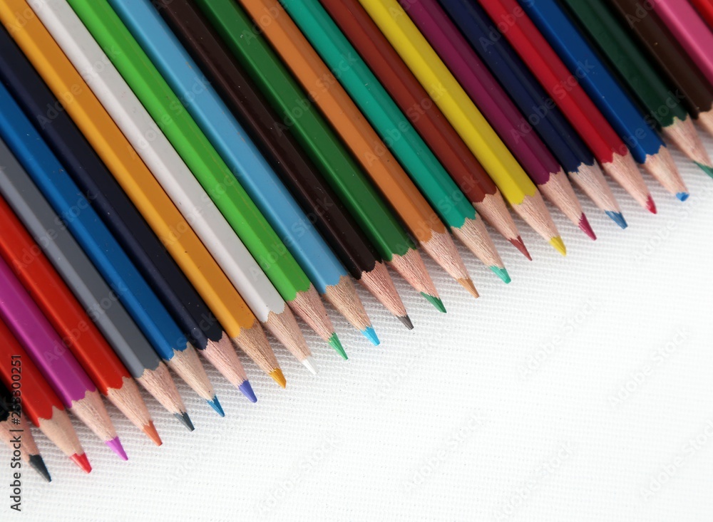 Colour pencils isolated on white background close up Colour pencils isolated on white background close up