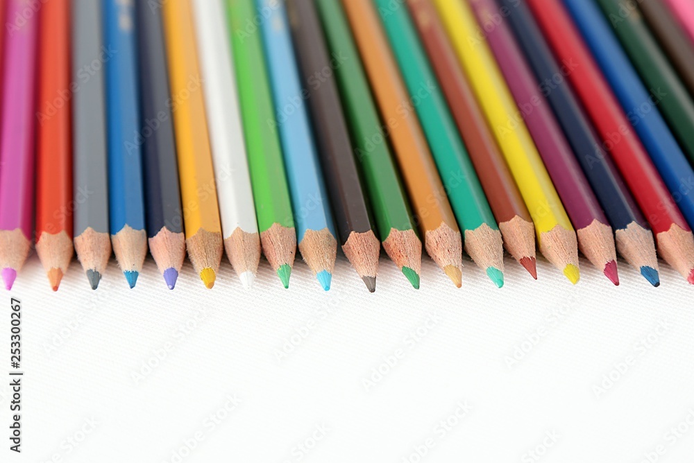 Colour pencils isolated on white background close up Colour pencils isolated on white background close up