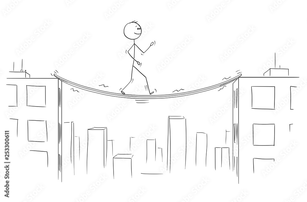Cartoon stick figure drawing conceptual illustration of man or ...