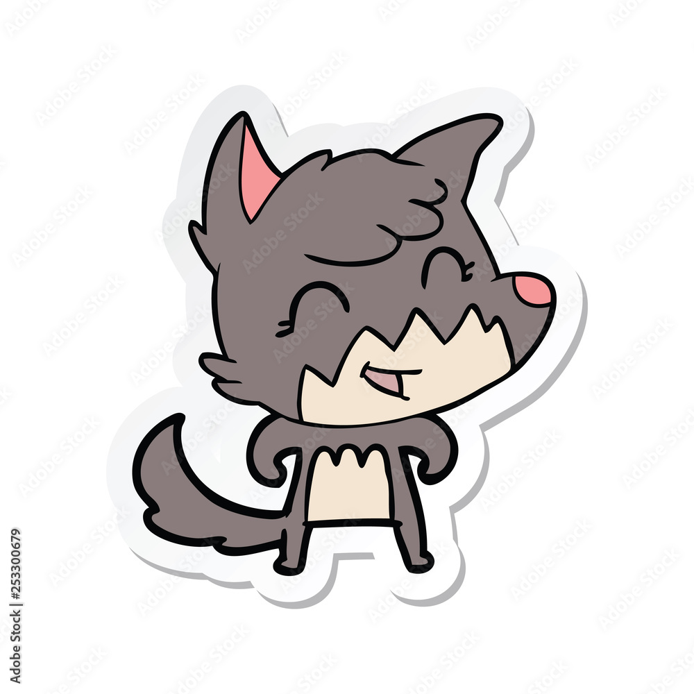 sticker of a happy cartoon fox sticker of a happy cartoon fox