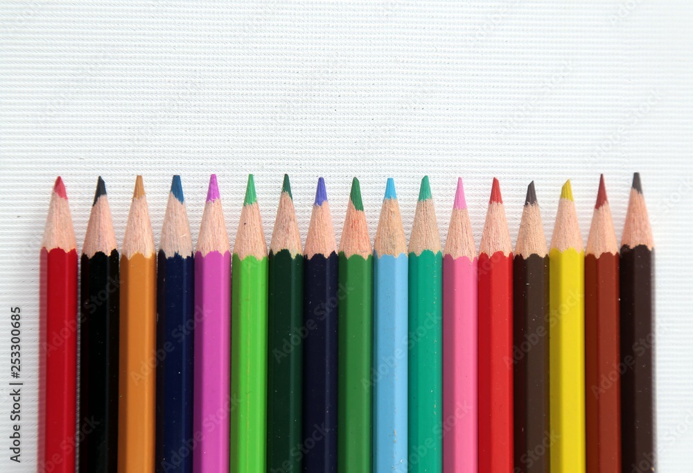 Colour pencils isolated on white background close up Colour pencils isolated on white background close up