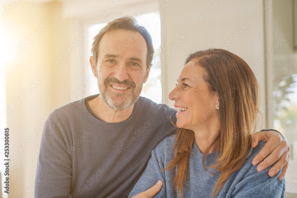 Romantic middle age couple in love at home