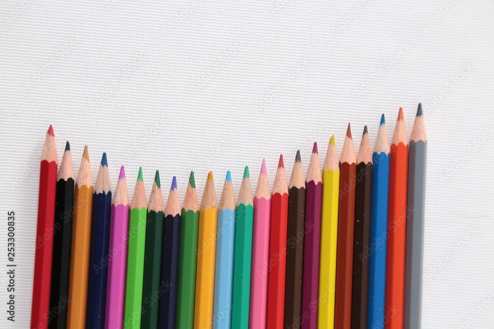 Colour pencils isolated on white background close up Colour pencils isolated on white background close up