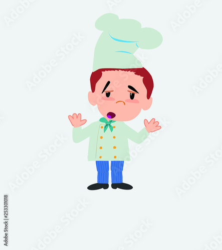 Chef makes a gesture of tired resignation.