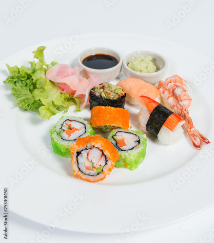 sushi set on white plate,japannese food