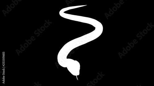 White silhouette of a python. Alpha channel. Alpha matte. FullHD.