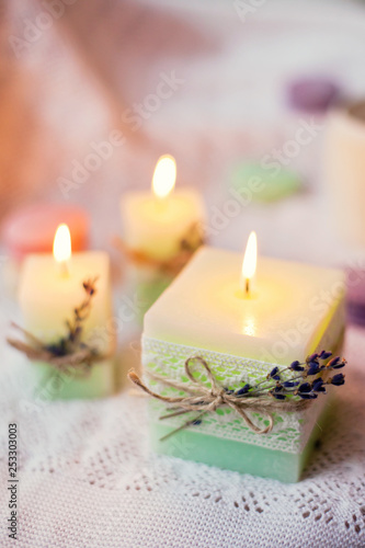 candles with lavender flowers
