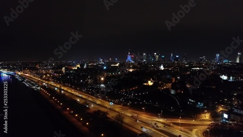 Wallpaper Mural Hyperlapse Warsaw by night Torontodigital.ca
