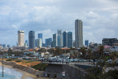 Tel Aviv city beach background. © layue