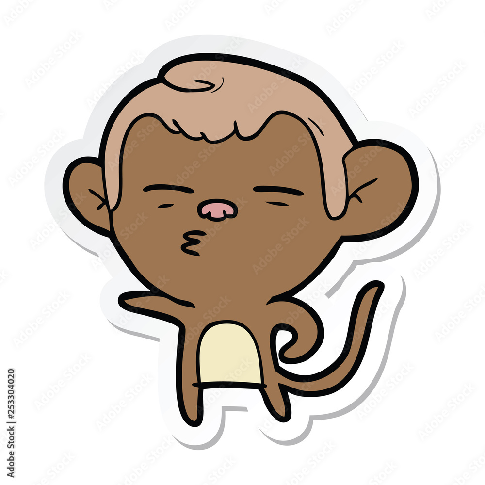 sticker of a cartoon suspicious monkey