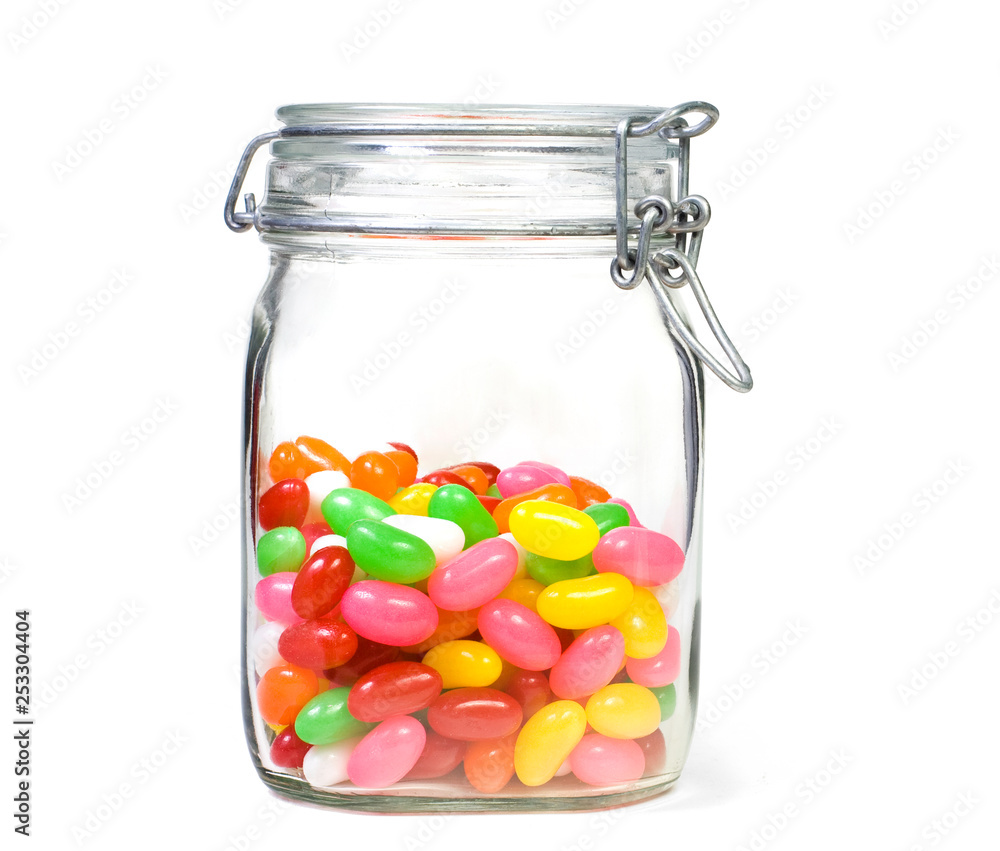 Jar of Jelly Beans Isolated on White Stock Photo Adobe Stock