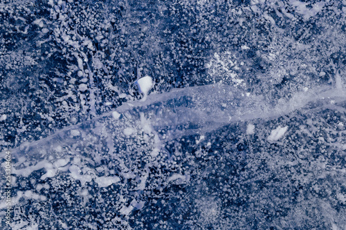 Blue ice texture. Abstract arctic winter background.