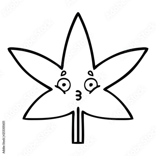 line drawing cartoon autumnal leaf