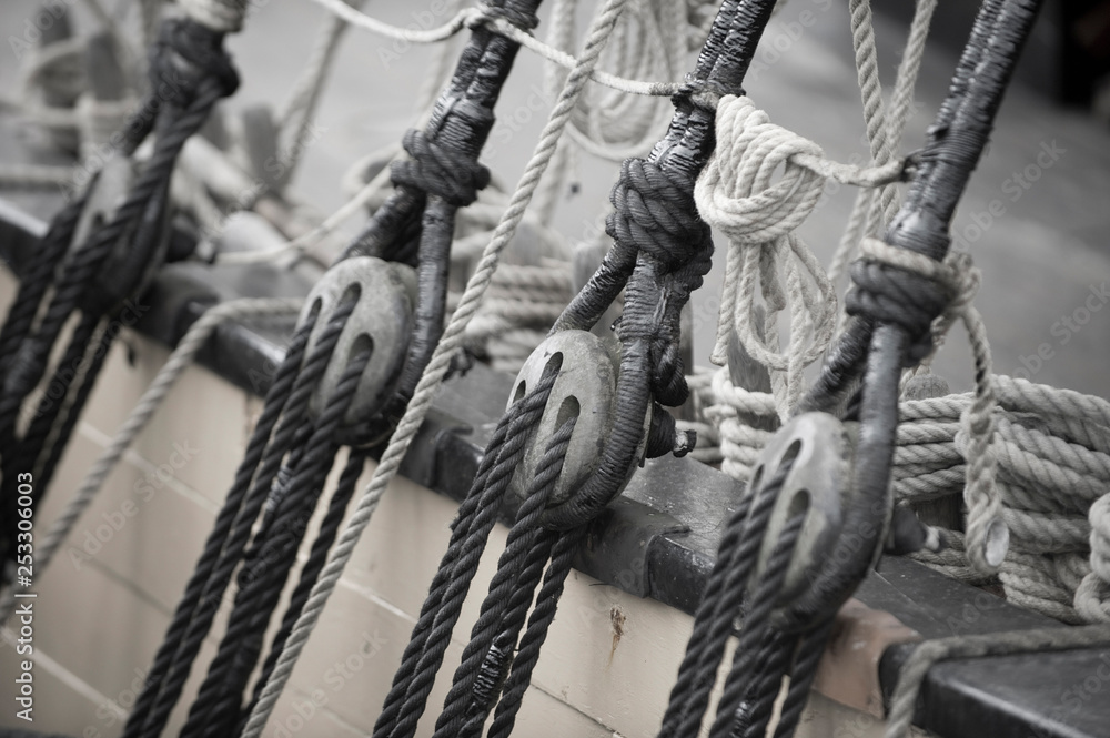 Fototapeta premium detail of the rope of a sailboat