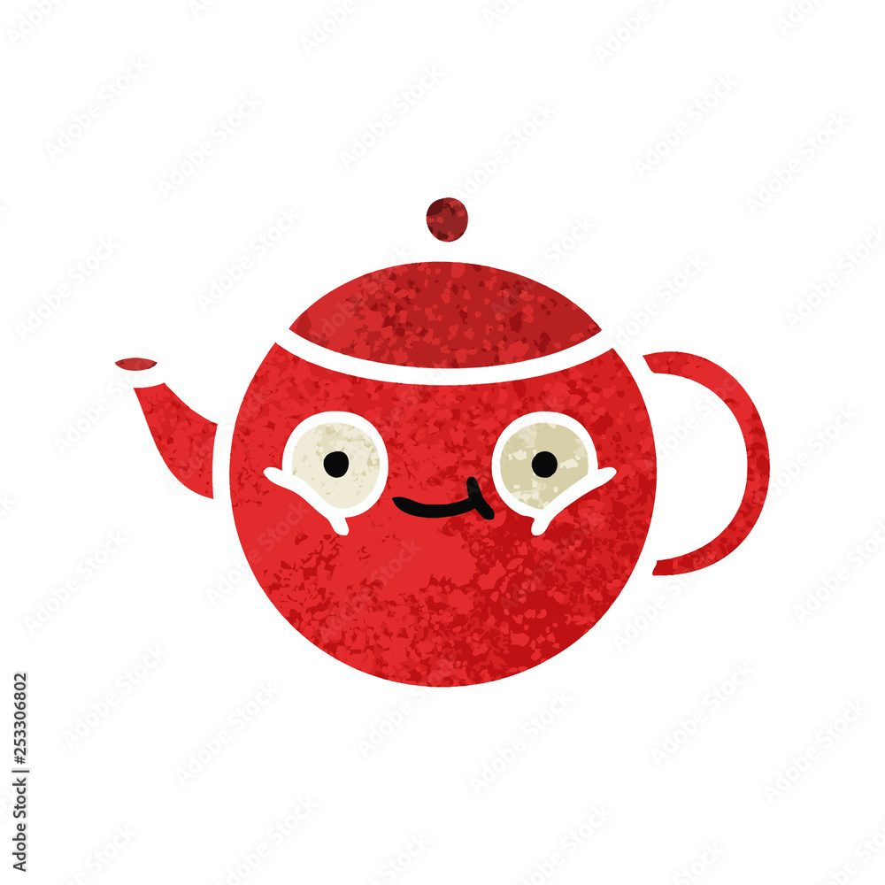 Fototapeta premium retro illustration style cartoon teapot