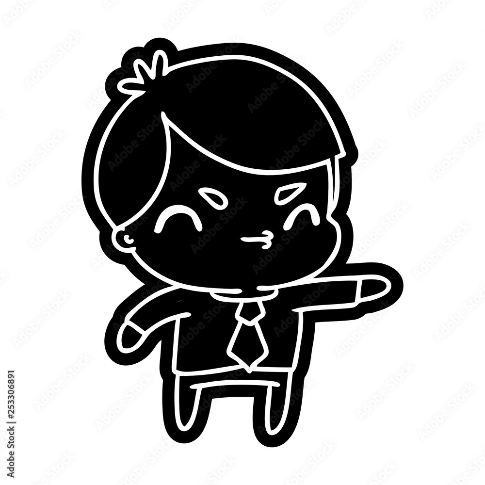 cartoon icon of a kawaii cute boy