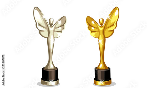 Beautiful award trophy in gold and silver color
