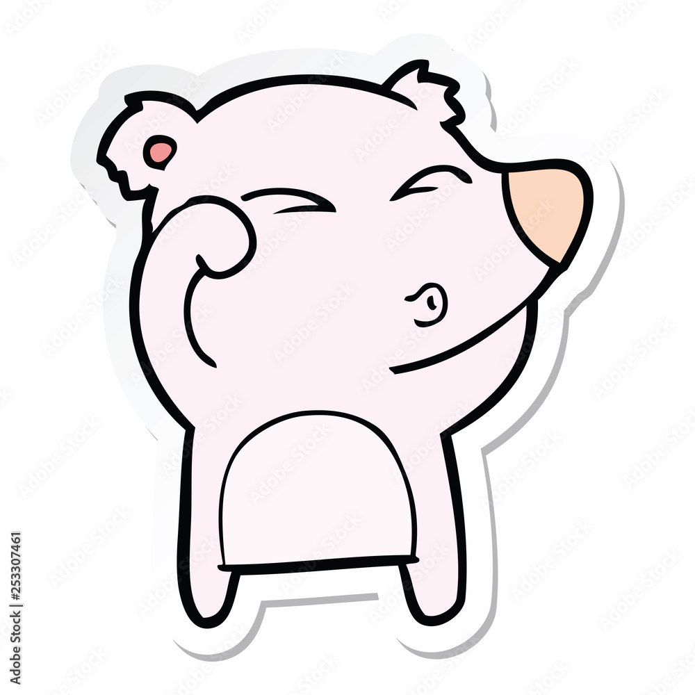 sticker of a cartoon tired bear rubbing eyes sticker of a cartoon tired bear rubbing eyes