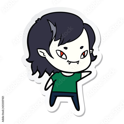 sticker of a cartoon friendly vampire girl
