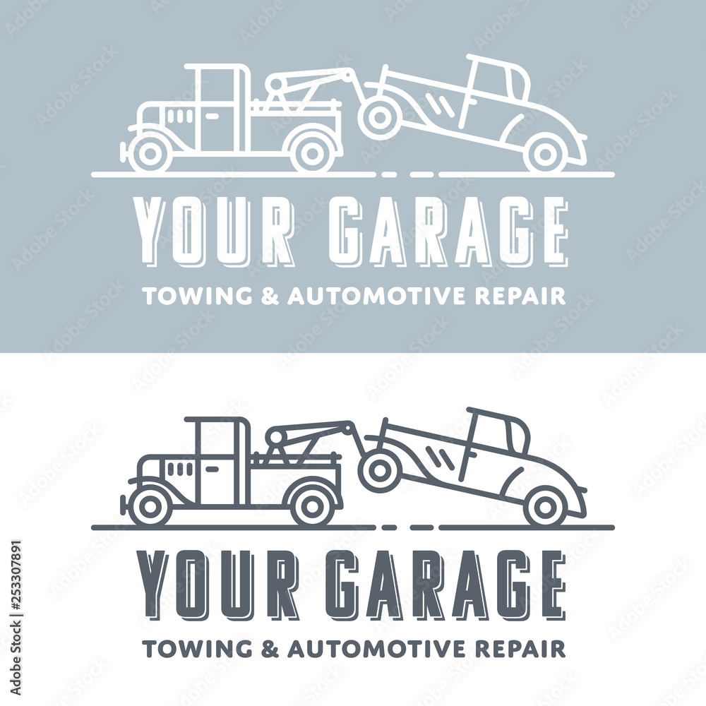 Retro garage logo template vector illustration Retro garage logo template vector illustration
