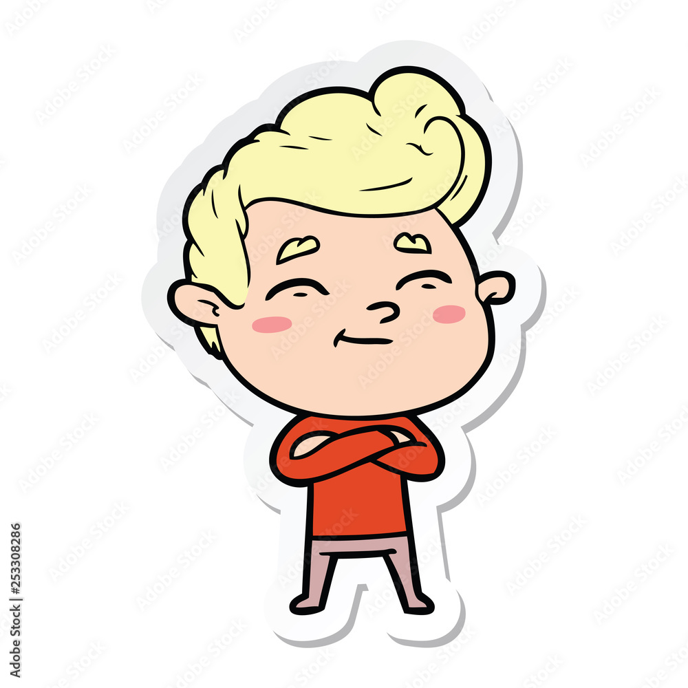 sticker of a happy cartoon man sticker of a happy cartoon man