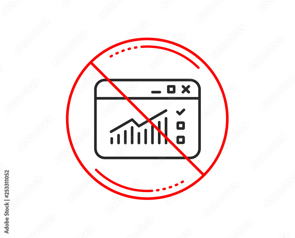 No or stop sign. Website Traffic line icon. Report chart or Sales growth sign. Analysis and Statistics data symbol. Caution prohibited ban stop symbol. No icon design. Vector No or stop sign. Website Traffic line icon. Report chart or Sales growth sign. Analysis and Statistics data symbol. Caution prohibited ban stop symbol. No icon design. Vector