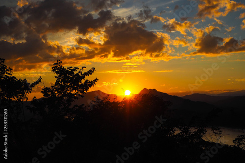 View of sunset over Mekong river in Luang Prabang