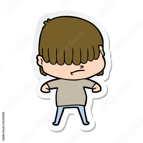 sticker of a cartoon boy with untidy hair