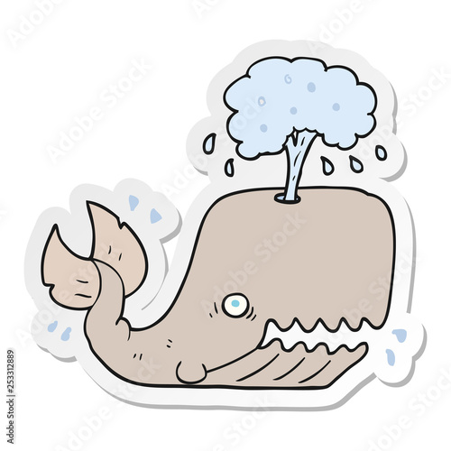 sticker of a cartoon whale spouting water
