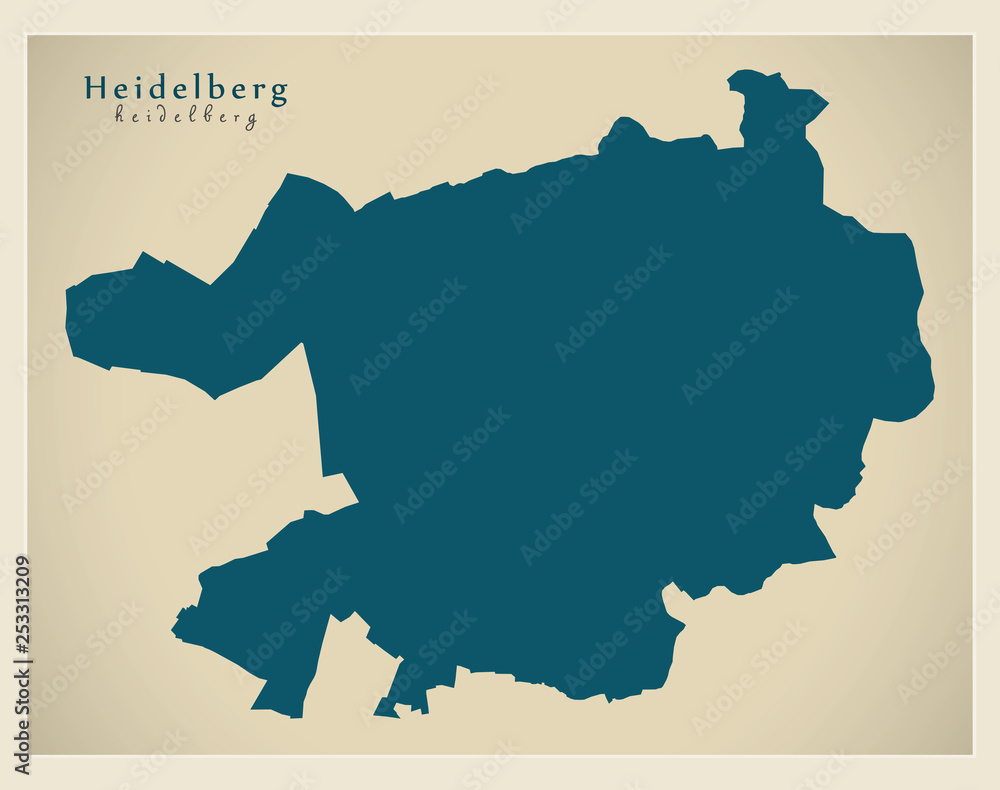 Modern City Map - Heidelberg city of Germany DE