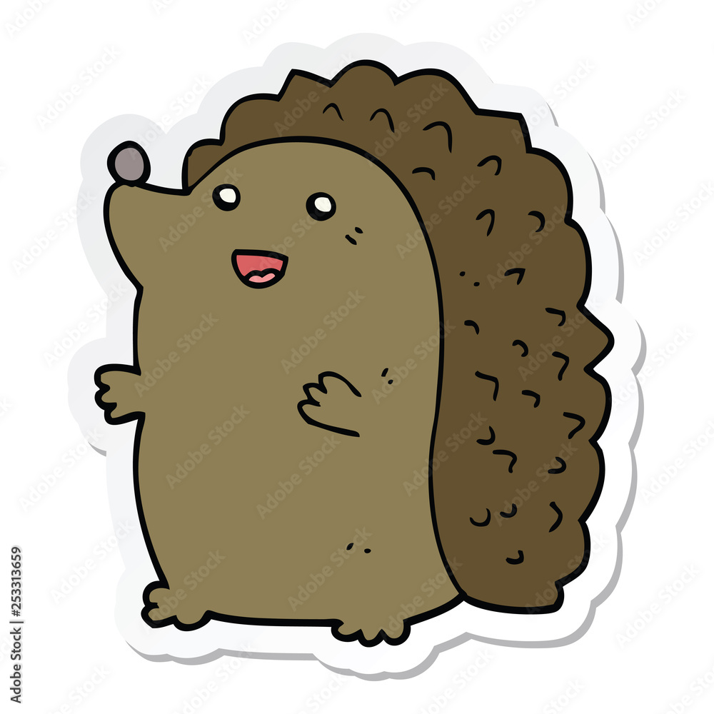 sticker of a cartoon happy hedgehog sticker of a cartoon happy hedgehog
