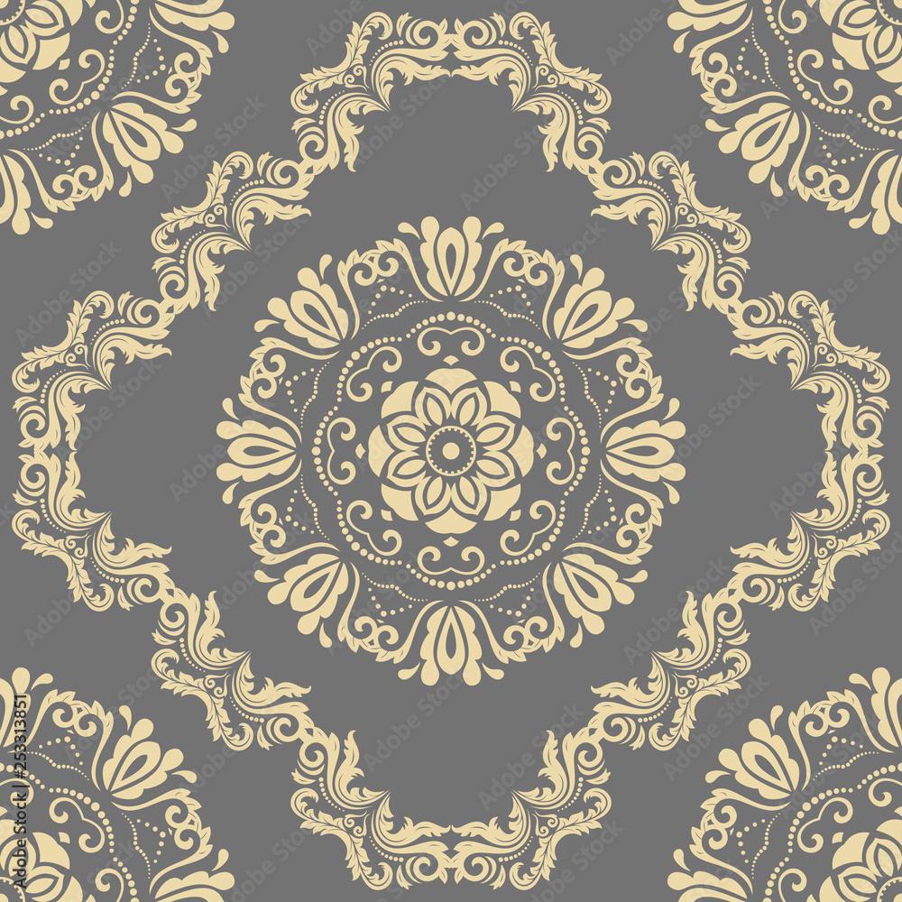 Orient vector classic pattern. Seamless abstract background with vintage elements. Orient gray and golden background. Ornament for wallpaper and packaging