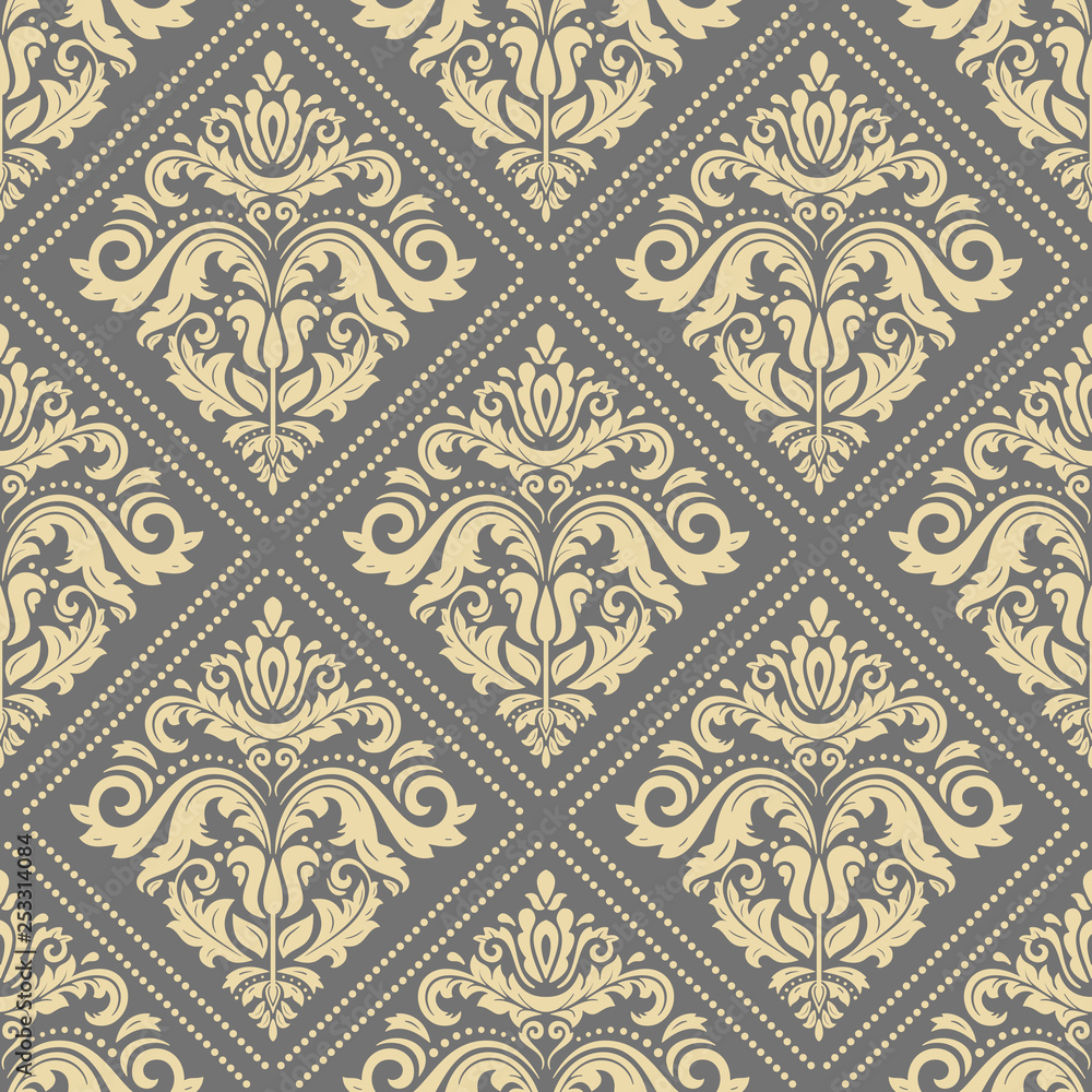 Classic seamless vector pattern. Damask orient ornament. Classic vintage golden background. Orient ornament for fabric, wallpaper and packaging Classic seamless vector pattern. Damask orient ornament. Classic vintage golden background. Orient ornament for fabric, wallpaper and packaging