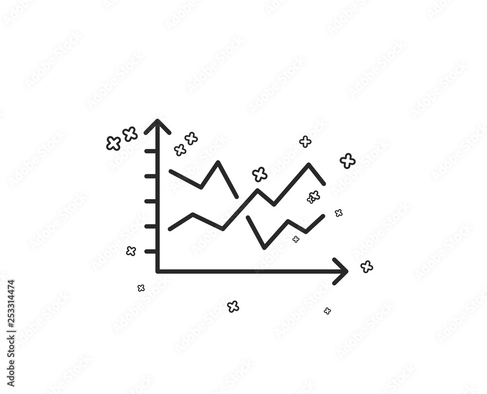 Diagram chart line icon. Presentation graph sign. Market analytics symbol. Geometric shapes. Random cross elements. Linear Diagram chart icon design. Vector Diagram chart line icon. Presentation graph sign. Market analytics symbol. Geometric shapes. Random cross elements. Linear Diagram chart icon design. Vector