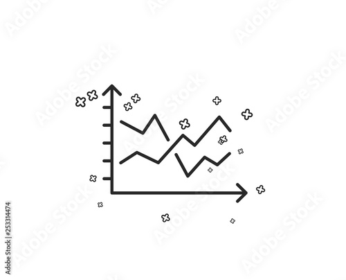 Diagram chart line icon. Presentation graph sign. Market analytics symbol. Geometric shapes. Random cross elements. Linear Diagram chart icon design. Vector