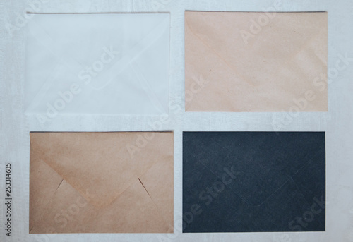 Envelopes for letters: black, white, craft