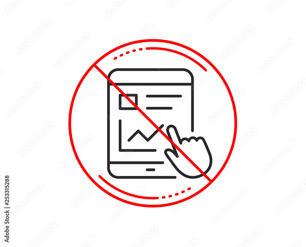 No or stop sign. Online Education line icon. Tablet PC sign. Web presentation with Charts symbol. Caution prohibited ban stop symbol. No icon design. Vector No or stop sign. Online Education line icon. Tablet PC sign. Web presentation with Charts symbol. Caution prohibited ban stop symbol. No icon design. Vector