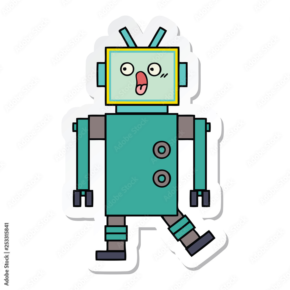 sticker of a cute cartoon robot sticker of a cute cartoon robot