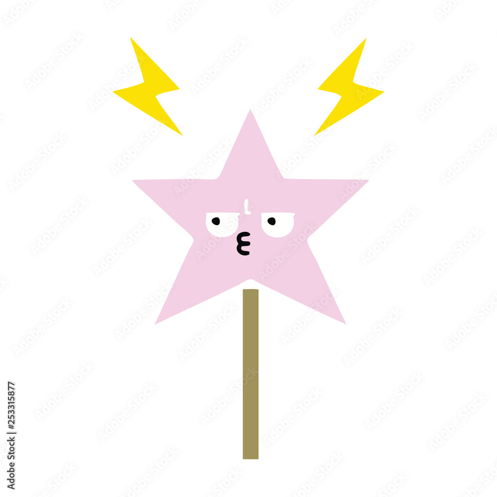 flat color retro cartoon magic wand flat color retro cartoon magic wand