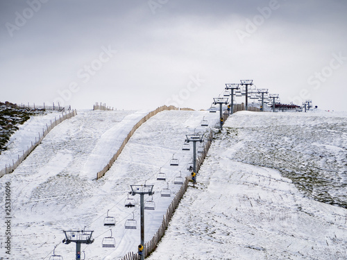 Chair lift on the La Covatilla ski slope (Bejar, Salamanca)