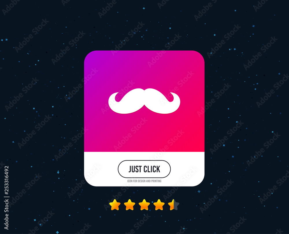 Hipster mustache sign icon. Barber symbol. Web or internet icon design. Rating stars. Just click button. Vector Hipster mustache sign icon. Barber symbol. Web or internet icon design. Rating stars. Just click button. Vector