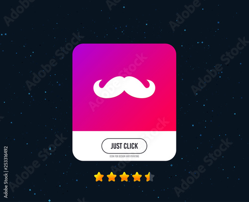 Hipster mustache sign icon. Barber symbol. Web or internet icon design. Rating stars. Just click button. Vector