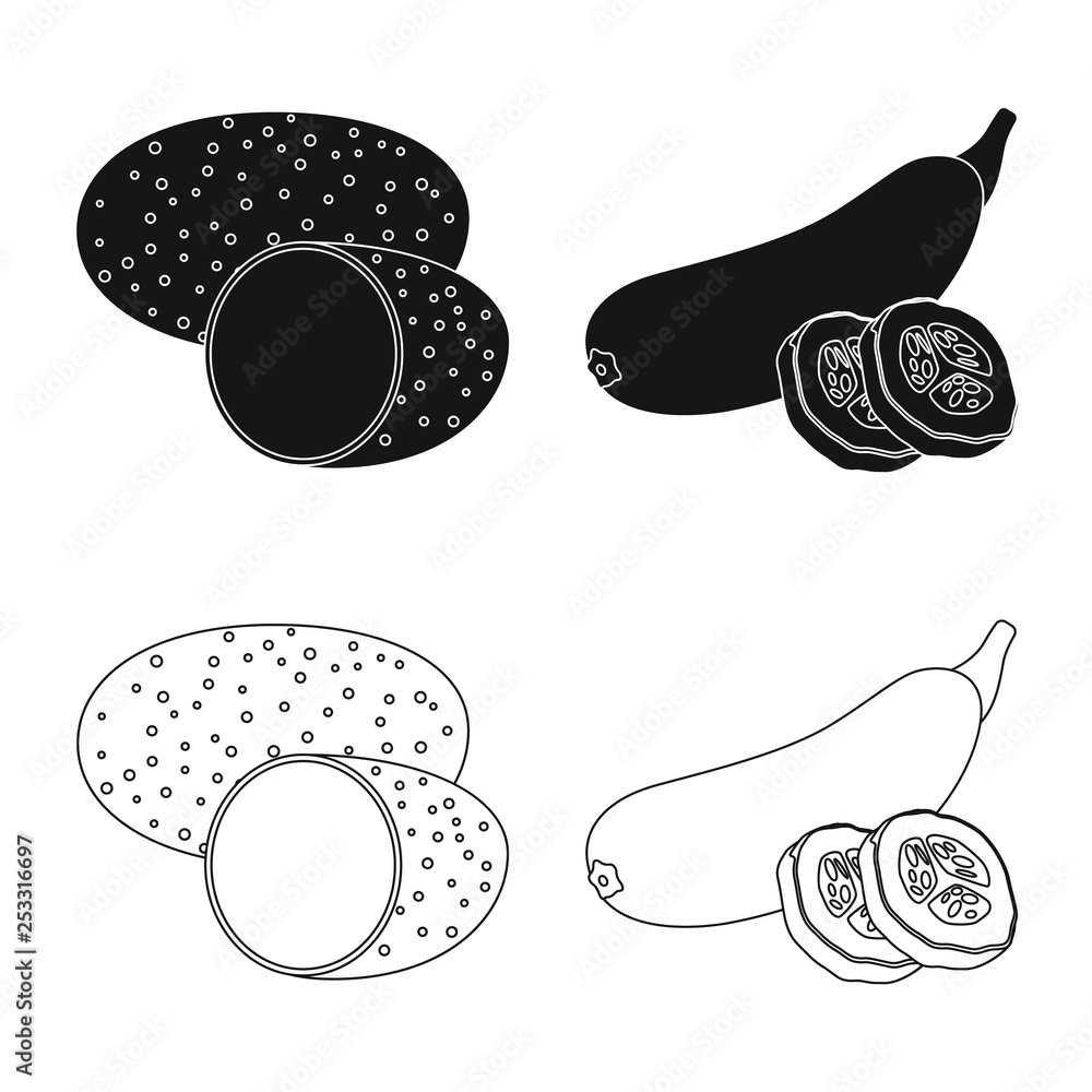 Vector illustration of vegetable and fruit symbol. Set of vegetable and vegetarian stock vector illustration.